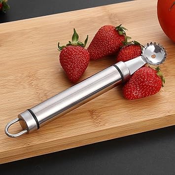 Stainless Steel Strawberry Huller and Tomato Stem Corer Tool Cherry Tomatoes Stem Remover, Dishwasher Safe Fruit and Vegetable Corers Silver