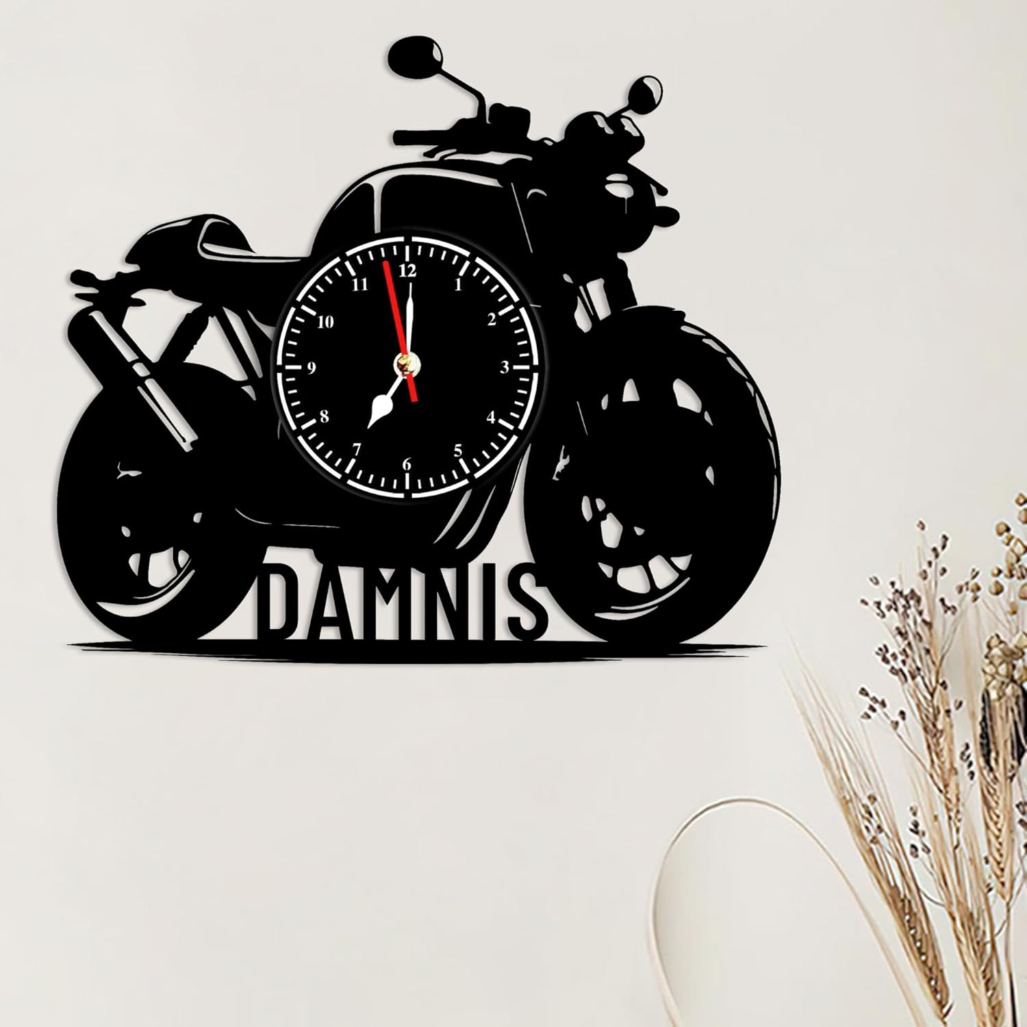 Personalized Metal Motorcycle Wall Clock LED Light Custom Motorbike Name Clock Motocross Rider Wall Clock Neon Sign Dirt Bike Metal Sign Christmas Birthday Clock Gift for Dad Husband,02