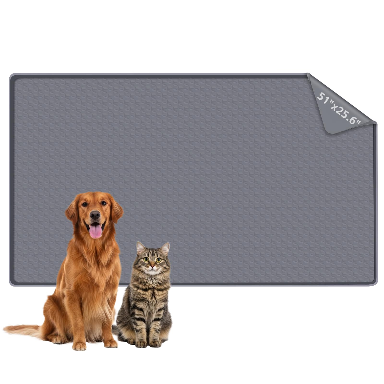 Kalolary Washable Silicone Pee Pad for Dog – Reusable Mat for Waterproof Floor Protection Mat for Puppies, Indoor Potty Training & Multi-Pet Use (Gray（130 * 65cm）)