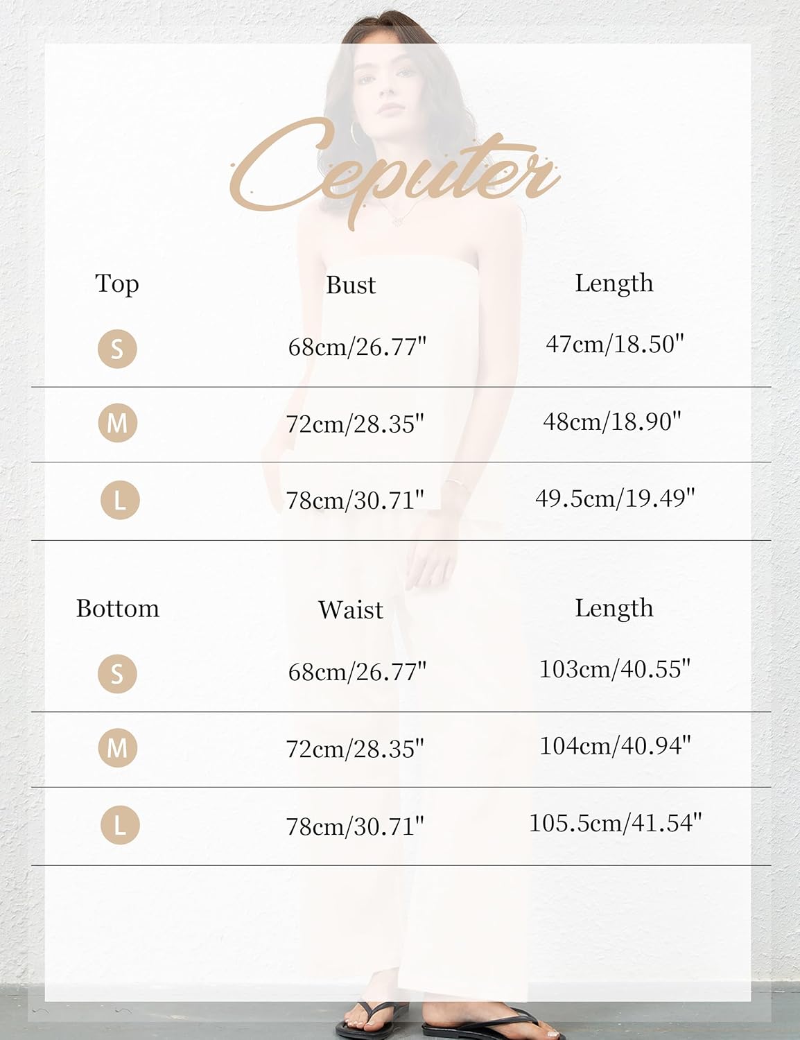 Ceputer Women 2 Piece Outfits Polka Dot Summer Pants Set Strapless Tube Top High Elastic Waist Wide Leg Pants Lounge Sets - Image 6