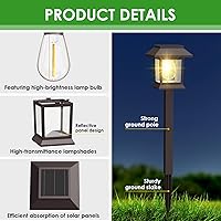 Vista 6 de Solar Outdoor Lights, 12 Pack Solar Pathway Lights Waterproof, Landscape Lighting for Path Walkway Lawn Garden Yard Outside Décor, Brown