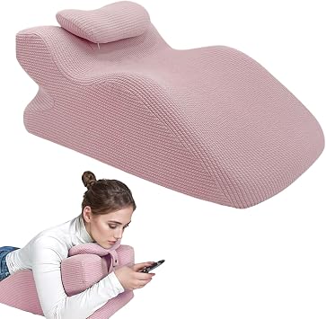 Ergonomic Prone Position Pillow, Triangle Back Cushion, Reading Pillow Backrest, Reading Wedge Pillow for Headboard, Back & Neck Pain Relief Incline Cushion, Removable Washable Pink
