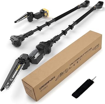2-in-1 Cordless Pole Saw Compatible with Dewalt 20V MAX Battery Tool Only | 14FT Extended Reach, 8" Brushless Motor, Ultra-Lightweight 6 lbs, Ideal for Tree Trimming