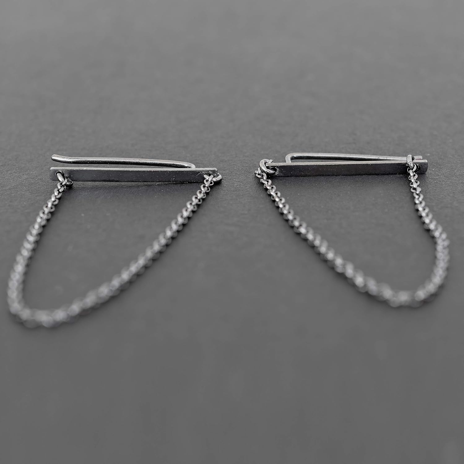 Chain Ear Cuff Earrings, 925 Sterling Silver, 40mm Chain Detail, Large Statement Design, Unusual Style, Hypoallergenic and Nickel-Free - Handmade by Emmanuela
