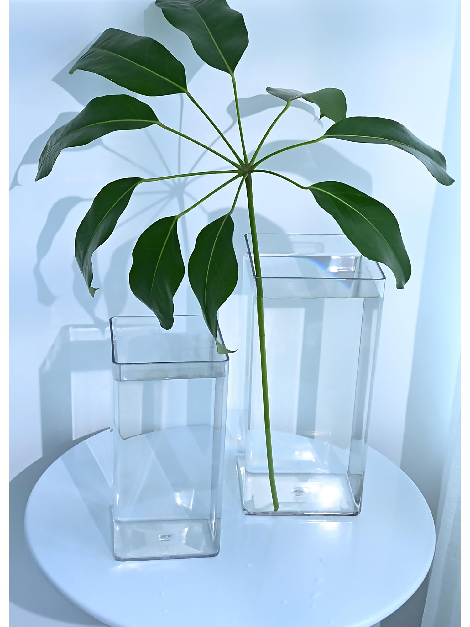 Modern Simplicity, Shatterproof Flower Vases, Set of 2 Plastic Vases for Fresh Artificial Flowers Preserved Plant, Perfect for Home with Children or Pets - 2 vases, 20cm 25cm tall, clear