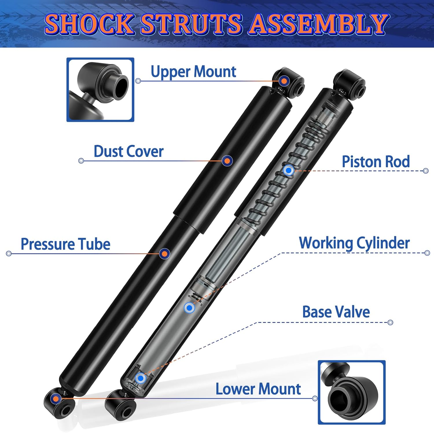 Maxfavor Rear Shocks Struts fit for Audi A3 2006-2013 / VW Golf 2010-2014 / Jetta 2005-2014 / Passat 2006-2010 FWD/Passat CC 2009-2010 / CC 2011-2017 / GTI 2006-2014 / R32 2008 / Rabbit 2006-2009