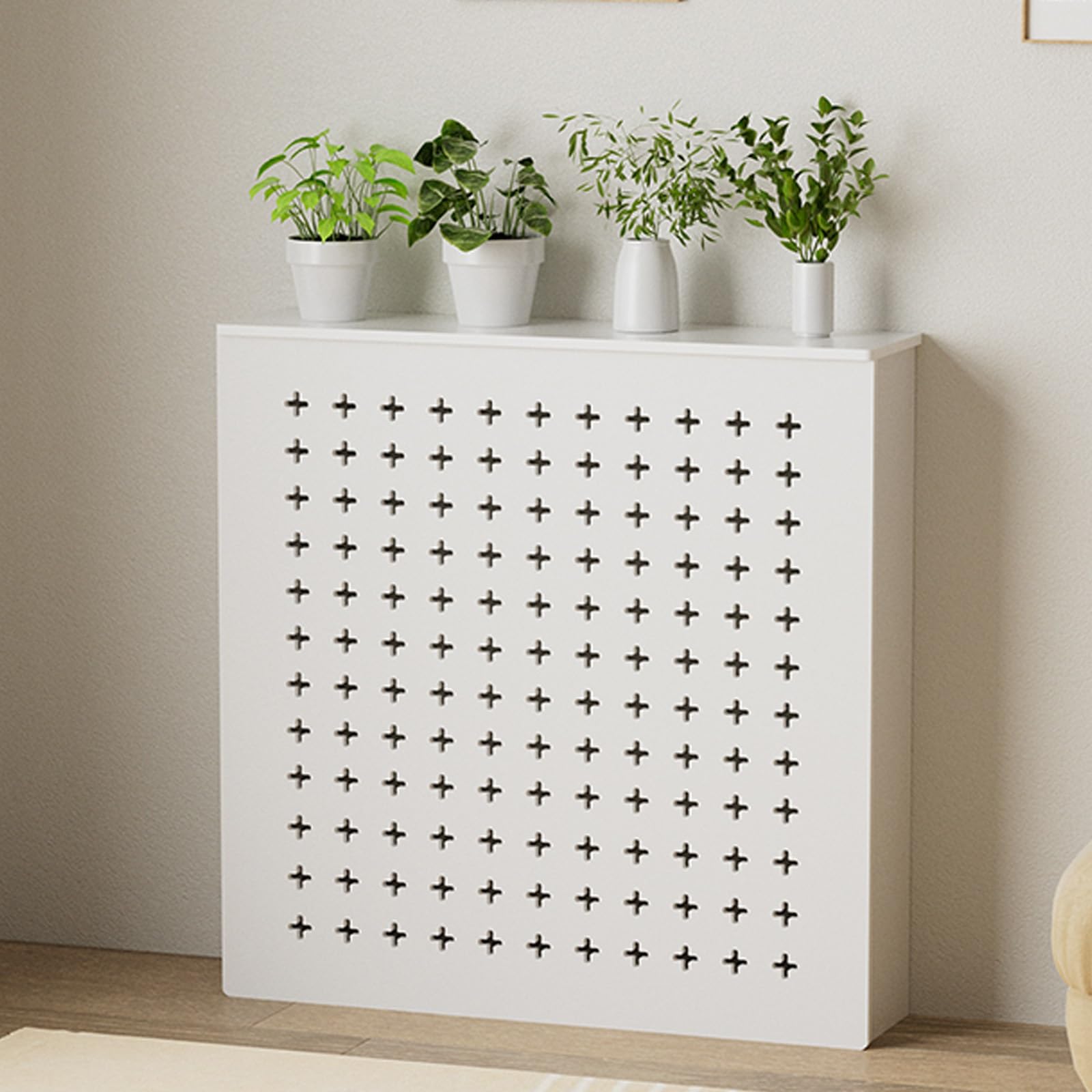 Copritermosifone, Copritermosifone Armadio riscaldante, Armadio riscaldante decorativo per spazi, Mobiletto da pavimento per bagno, Ripiano portaoggetti per soggiorno (100*100*20 cm/39,4*39,