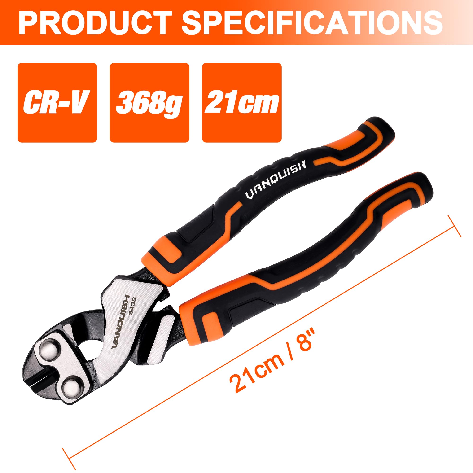 Vanquish 8 Inch Bolt Cutter - Heavy Duty -2 Vanquish 8 Inch Bolt Cutter - Heavy Duty -2