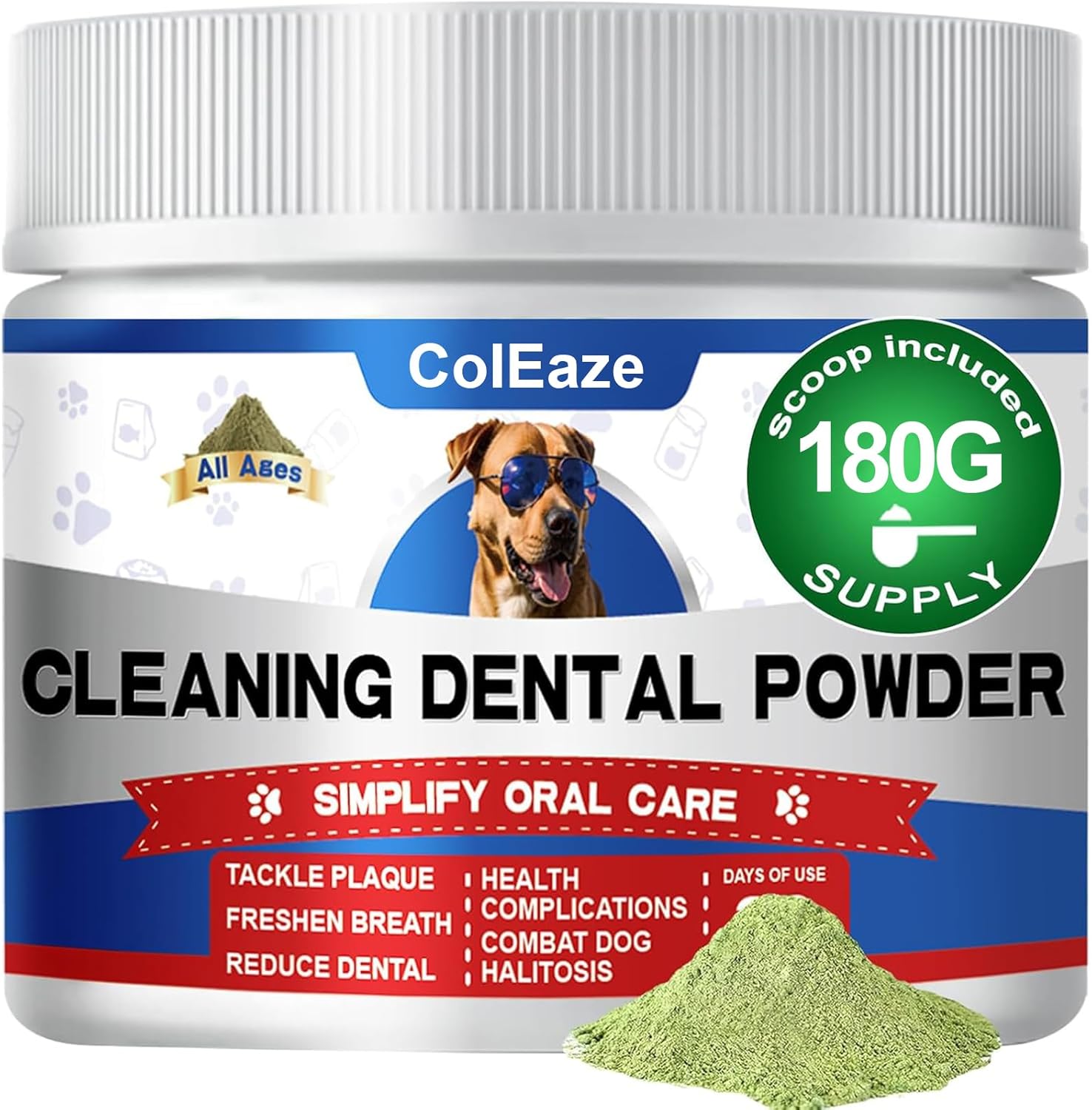 Dog Teeth Cleaning Powder for Bad Breath, Dog Dental Powder with Natural Herbal Formula for Breath Freshener, Tartar Remover for Dogs Teeth, Plaque Off Pet Tooth Cleaning Dental Care Supplies
