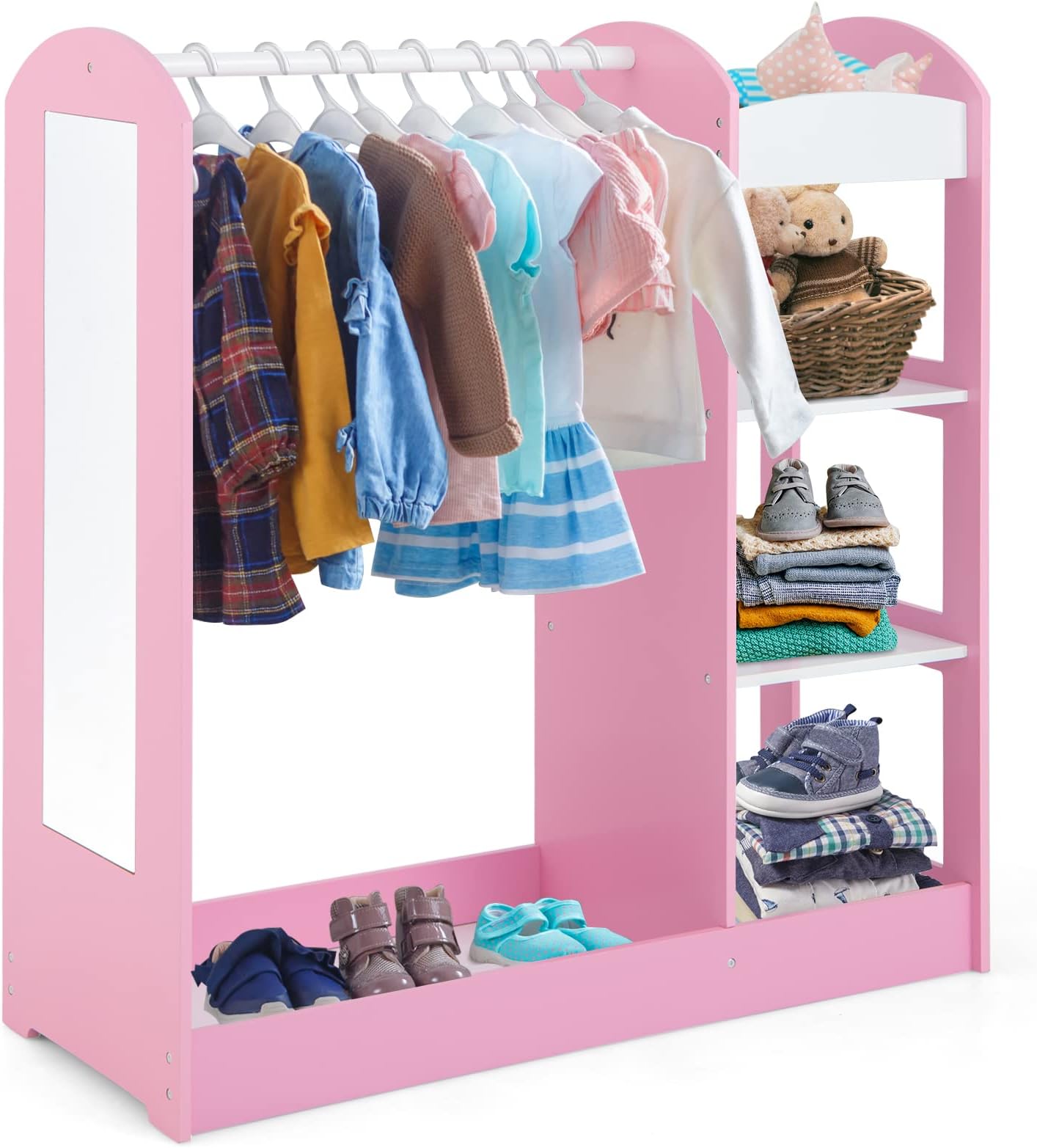 BELANITAS Kids Dress up Rack with Mirror,Open Hanging Kids
