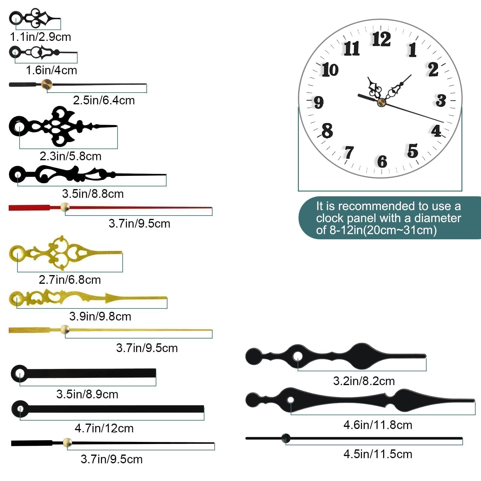 EEEKit Meccanismo Orologio a Pendolo, Meccanismi per Orologi, 2 PCS Movimento Orologio da Parete al Quarzo con 5 Lancette per Riparazione