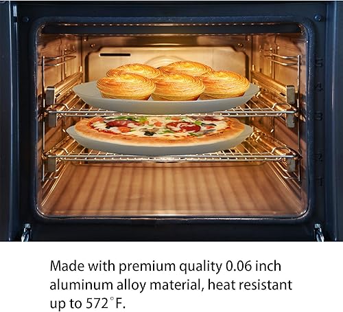 Miniatura 7 de Bandeja para pizza Beasea de 16 pulgadas para horno, redonda, hecha de aleación de aluminio, con orificios, para hornear, utensilios para el hogar,