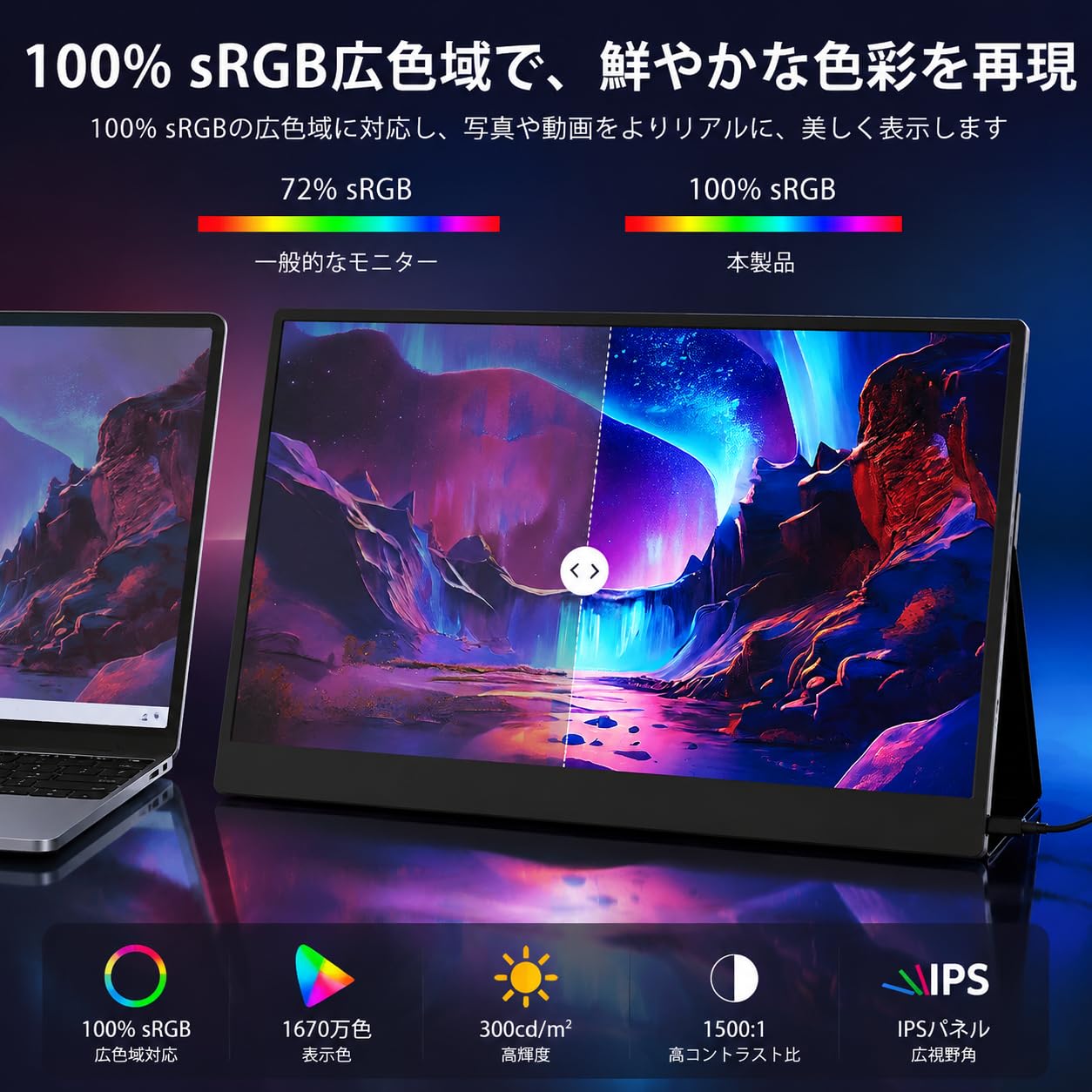 Amazon.co.jp: 13.5インチ ポータブルモニター ノートパソコン用 2K
