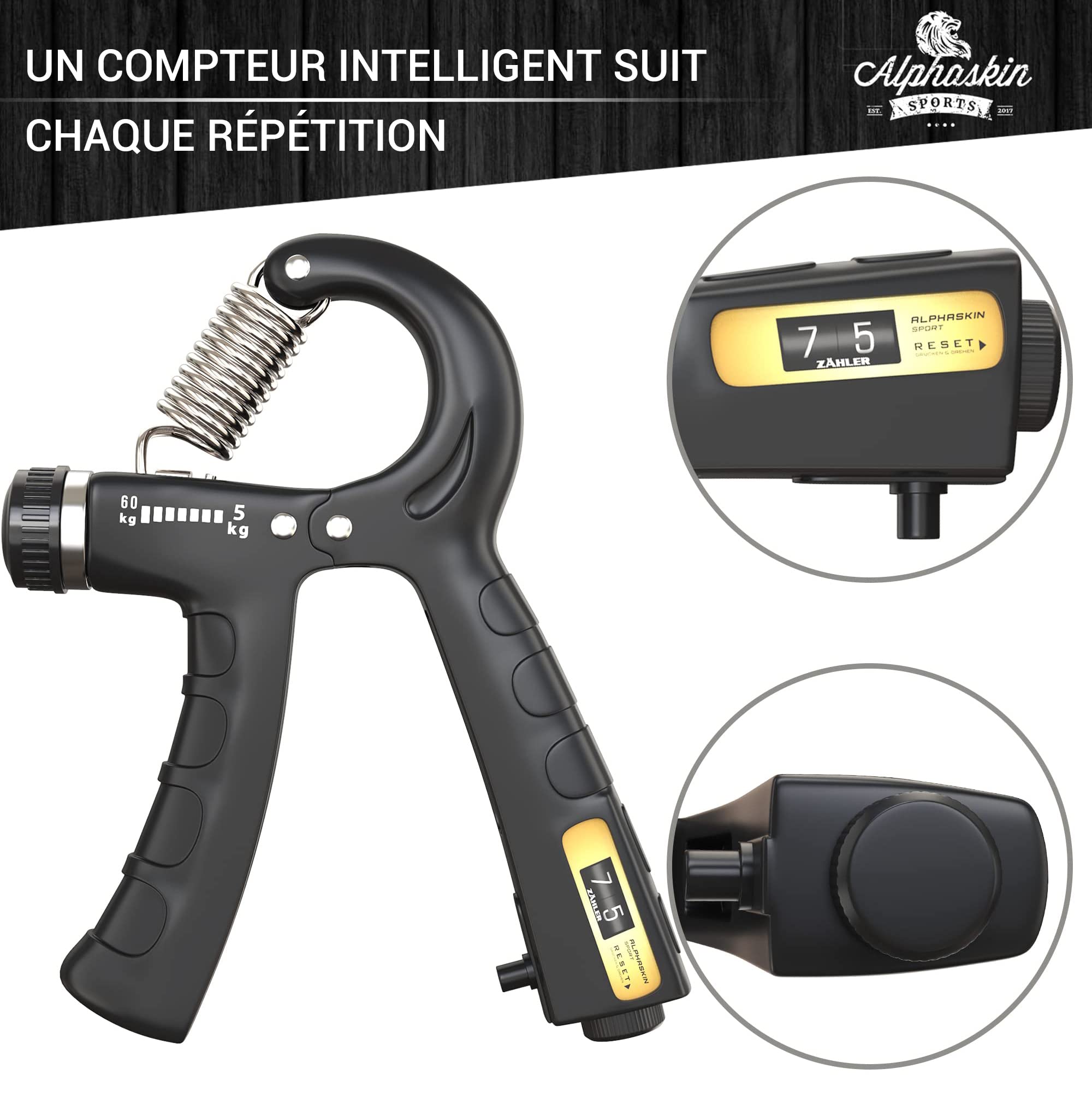 HAND GRIP,GRAY--Musculation Tendeur De Doigts Exercice D'Avant Bras De