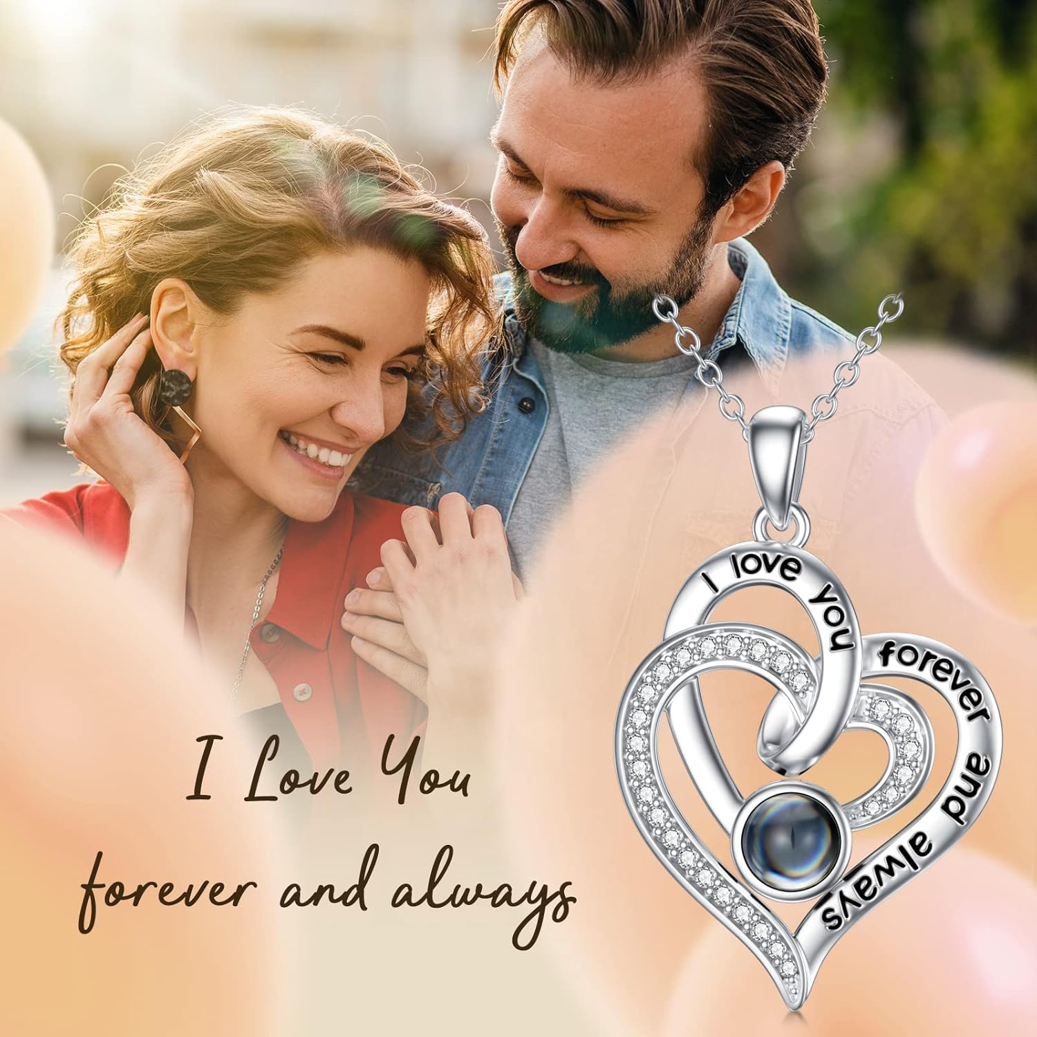 925 Sterling Silver I Love You 100 Languages Necklace I Love You Forever Infinity Heart Mom Sunflower Projection Pendant Necklace for Women Mother's Day Gift - Image 5