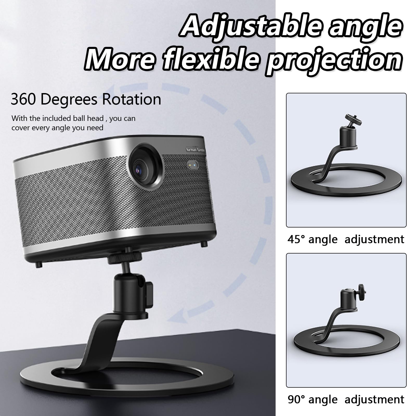 Aisny Supporto per Proiettore, Angolo Regolabile Fino a 90° Supporto Antiscivolo per Telaio Xgimi Nebula Epson Vankyo Accessori da Tavolo per Proiettore