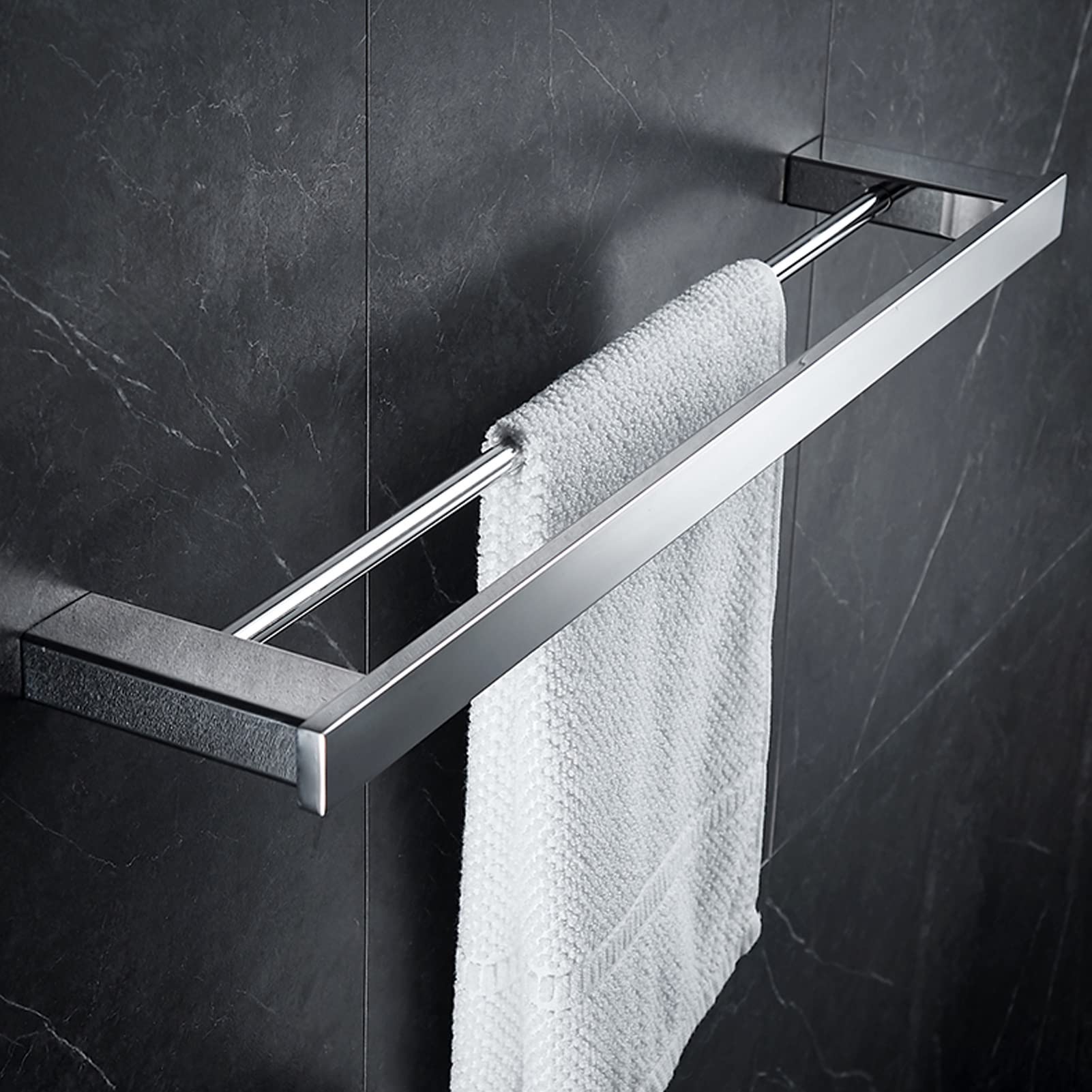 Soporte de toalla de mano de baño, barra de riel de toalla montada en la pared, rejilla de toallas de acero inoxidable SUS 304 para ropa de hardware y plato de cocina, 50 cm-70 cm, tornillos de