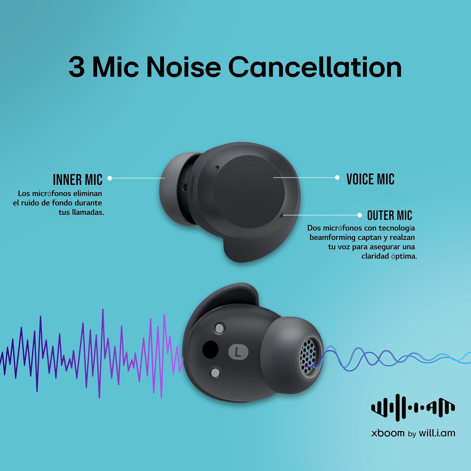 LG,xboom Buds, Auriculares Inalámbricos, Cancelación de Ruido, Cascos inalambricos Bluetooth, Auriculares inalambricos,Auriculares Bluetooth, Negro 6