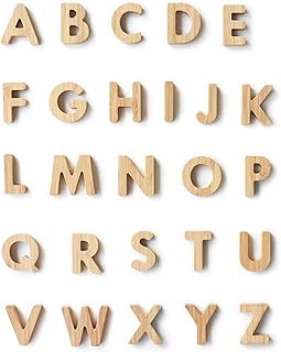 Wee Gallery Bamboo Alphabet, Natural Wood Blocks, Sensory Learning Toy, Wooden Alphabet Toys, 26 Large Letters for Toddler, Preschool Age Kids, Boy or Girl, Learn to Read, Trace, and Sort Pieces