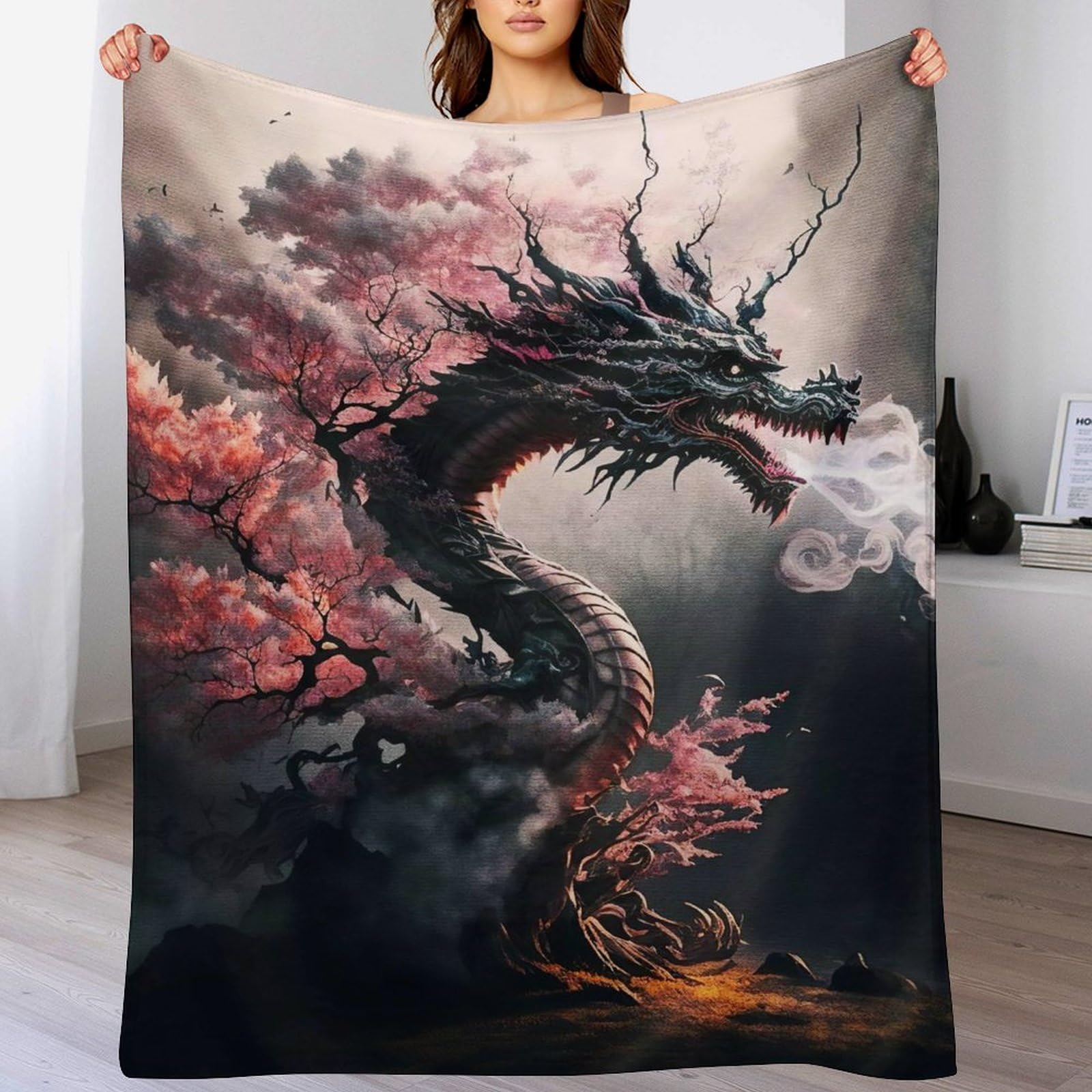 Couverture canapé dragon en flannel douce et chaude plaid de décoration de lit 180x200cm