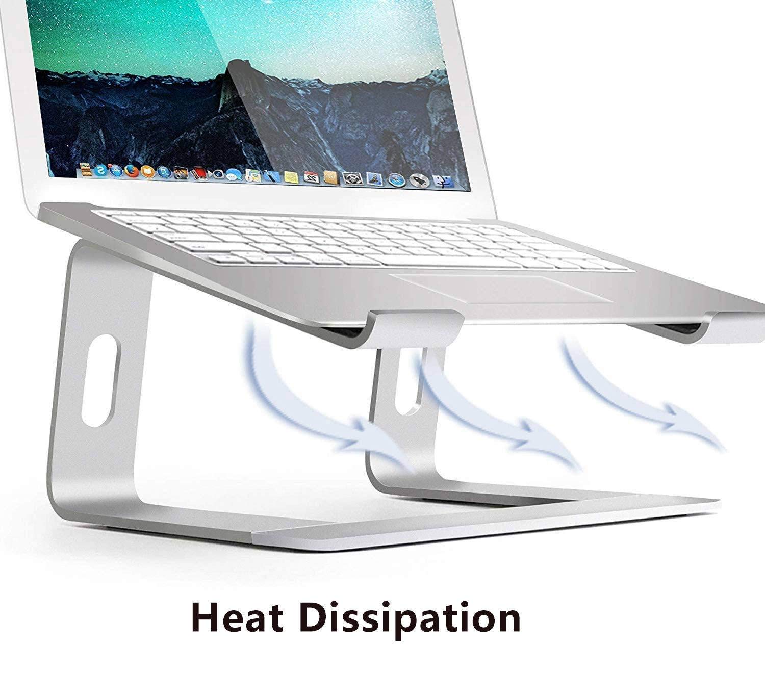 Supporto per Laptop, Supporto per Laptop Portatile con Raffreddamento ventilato Staccabile Riser ergonomico per Computer in Alluminio Adatto per Laptop da 10-17 Pollici-Argento
