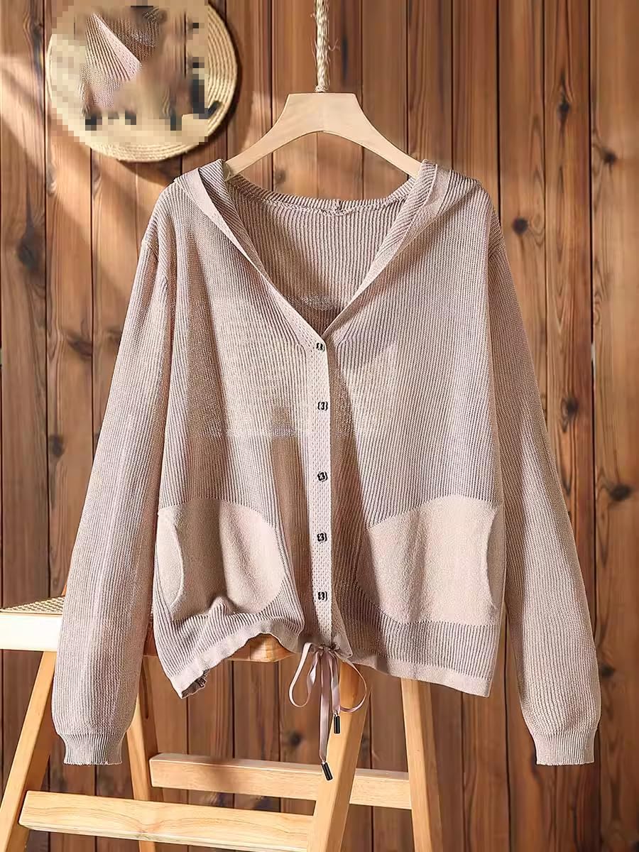 Large size ice silk knitted cardigan for women, summer thin air conditioning blouse, loose short jacket