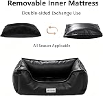 Marchul Faux Leather Dog Bed, Waterproof Cat Sofa Bed, Washable Pet Couch with Non-Slip Bottom for Small and Medium Dogs & Cats,75 * 60cm, Black