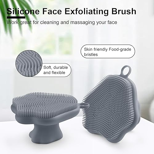 Miniatura 5 de Limpiador facial de silicona, cepillos de limpieza facial manuales, cepillo de limpieza facial ecológico para piel sensible, delicada y seca,