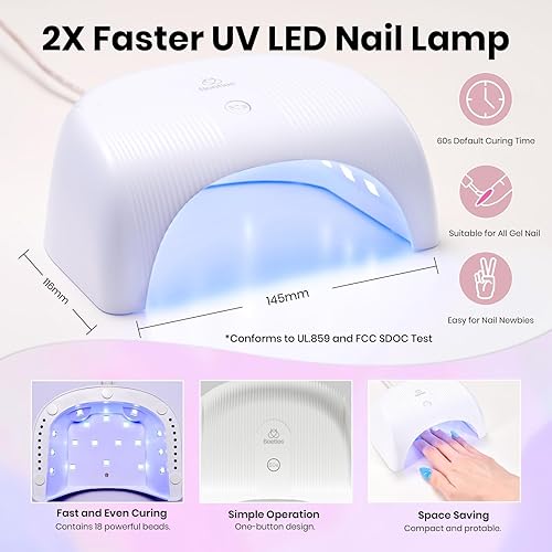 Miniatura 6 de Beetles - Kit de esmaltes de uñas en gel semipermanentes con luz UV, 55 colores, 81 piezas, para uso todo el año, con base y superior mate y