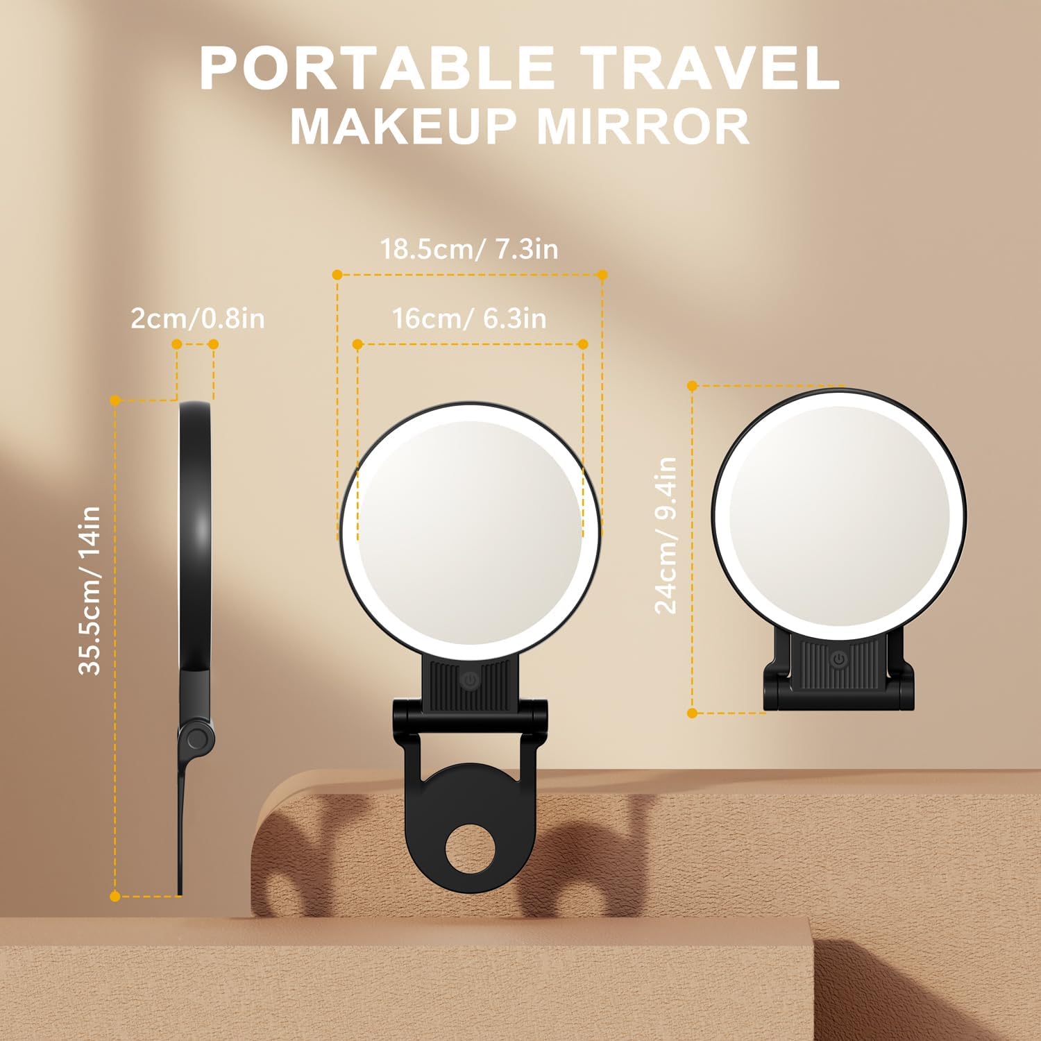 1X/30X Magnifying Mirror with Light, Double Sided Makeup Mirror with Adjustable 3 Color Light, 2000mAh Rechargeable Lighted Magnifying Mirrors with Tweezer, Foldable Travel Mirror with Rotation