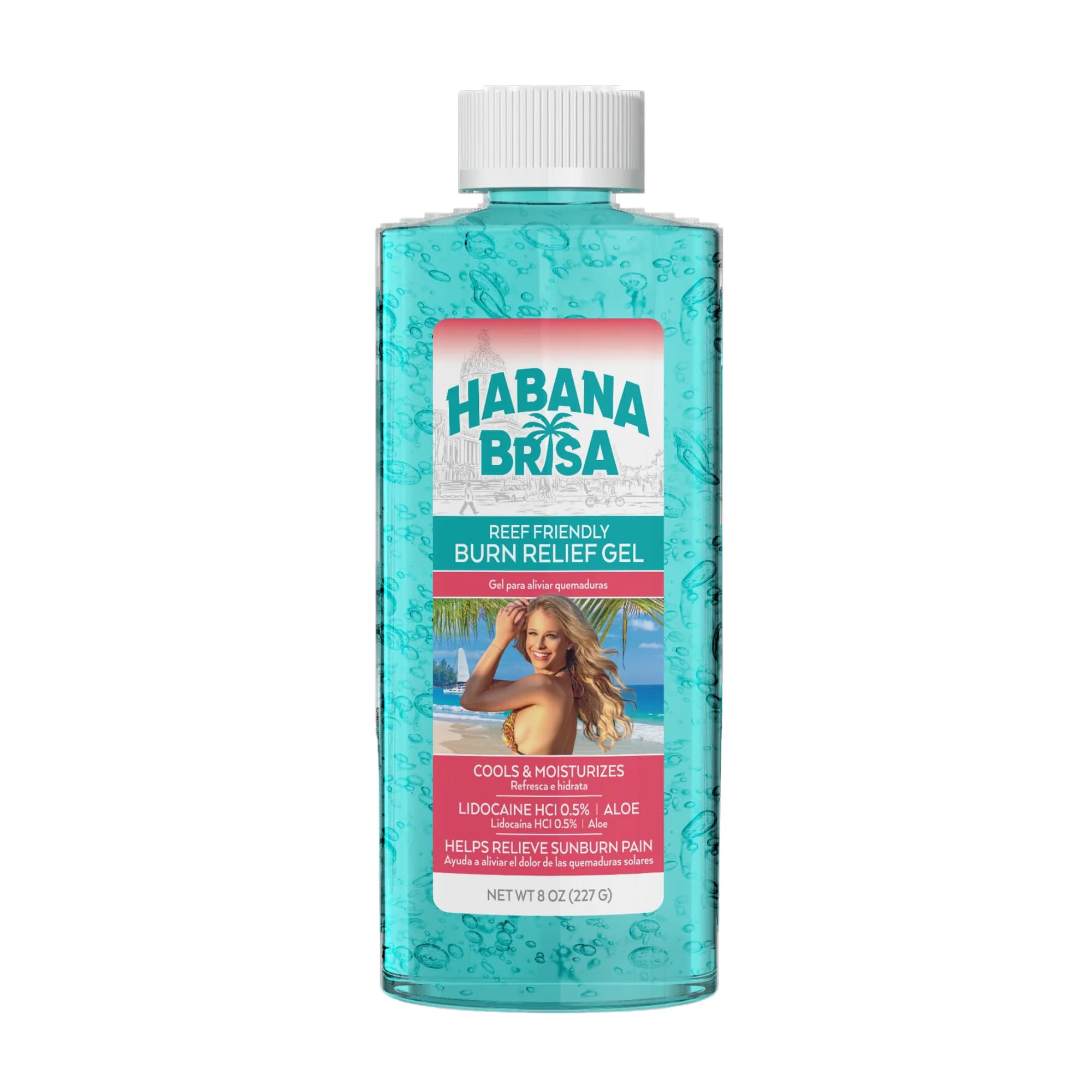 Habana Brisa Aloe Vera Gel with Lidocaine for Sunburn Relief - Reef Safe, Moisturizing After Sun Care for Sensitive Skin