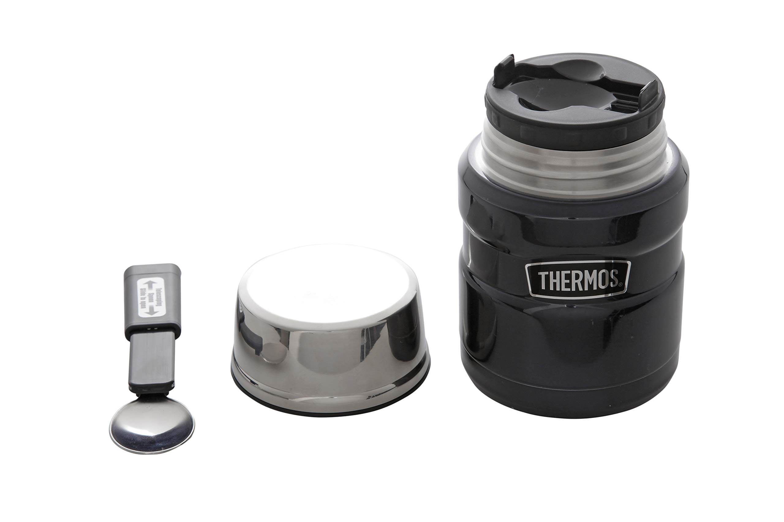 Thermos Essensbehälter 'King' 0,45 Liter mit Löffel (dunkelblau, mit Namensgravur)
