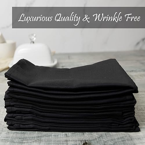 Miniatura 2 de PERLLI - Servilletas de tela de cocina de 18 x 18 pulgadas, mezcla de algodón, tela suave con bordes dobladillo, servilletas de cena negras,