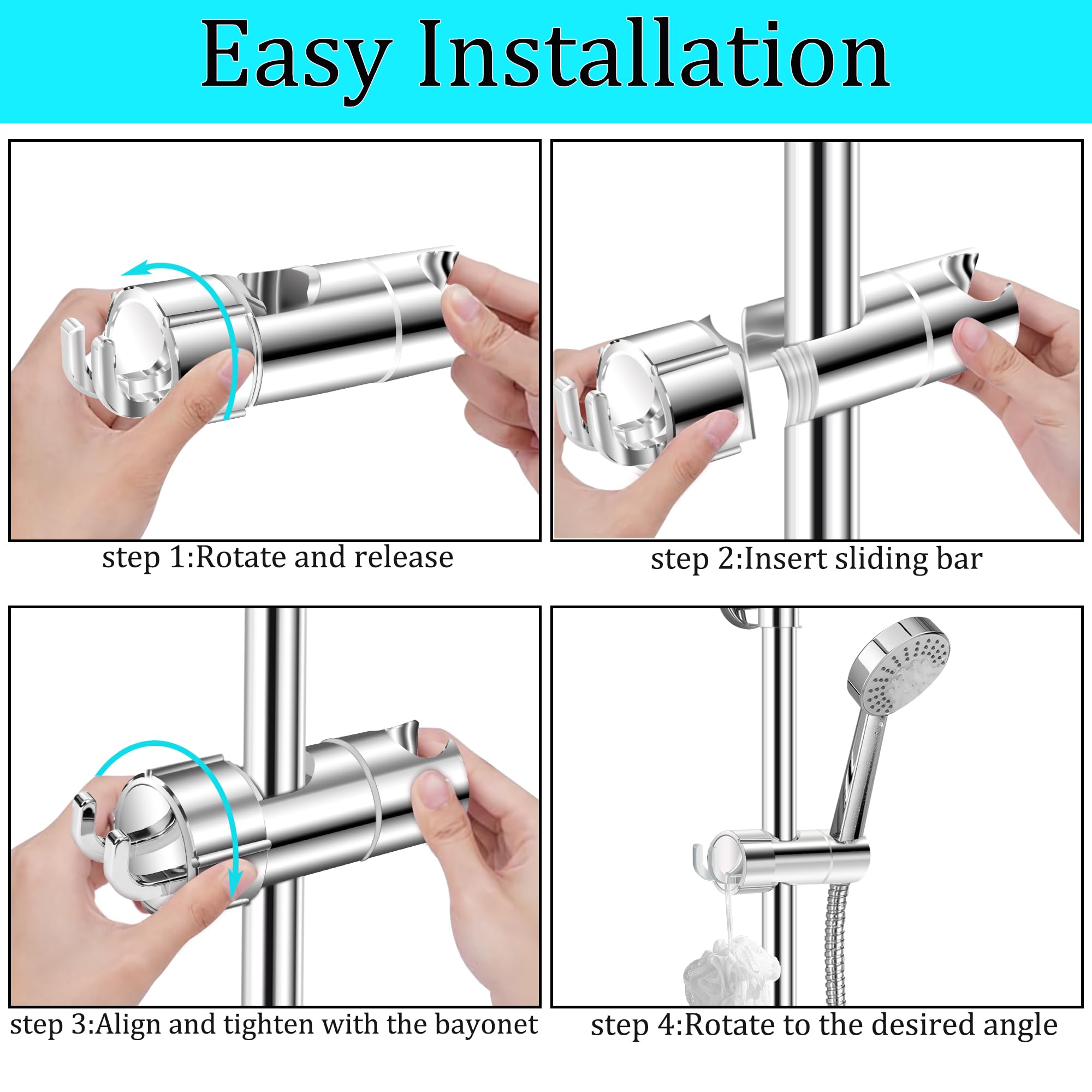 Support De Pomme De Douche Réglable De 25 Mm Pour Barre Coulissante, Pince Coulissante De Remplacement Pour Salle De Bain, Support De Pulvérisateur