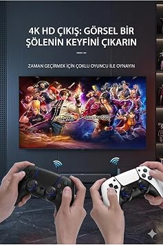 4k Android TV Wifi Wireless Dual Arm Retro Games Game Stick 64gb Memory 10000 Game Arcade