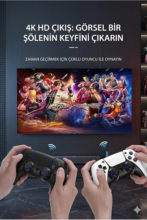 4k Android TV Wifi Wireless Dual Arm Retro Games Game Stick 64gb Memory 10000 Game Arcade