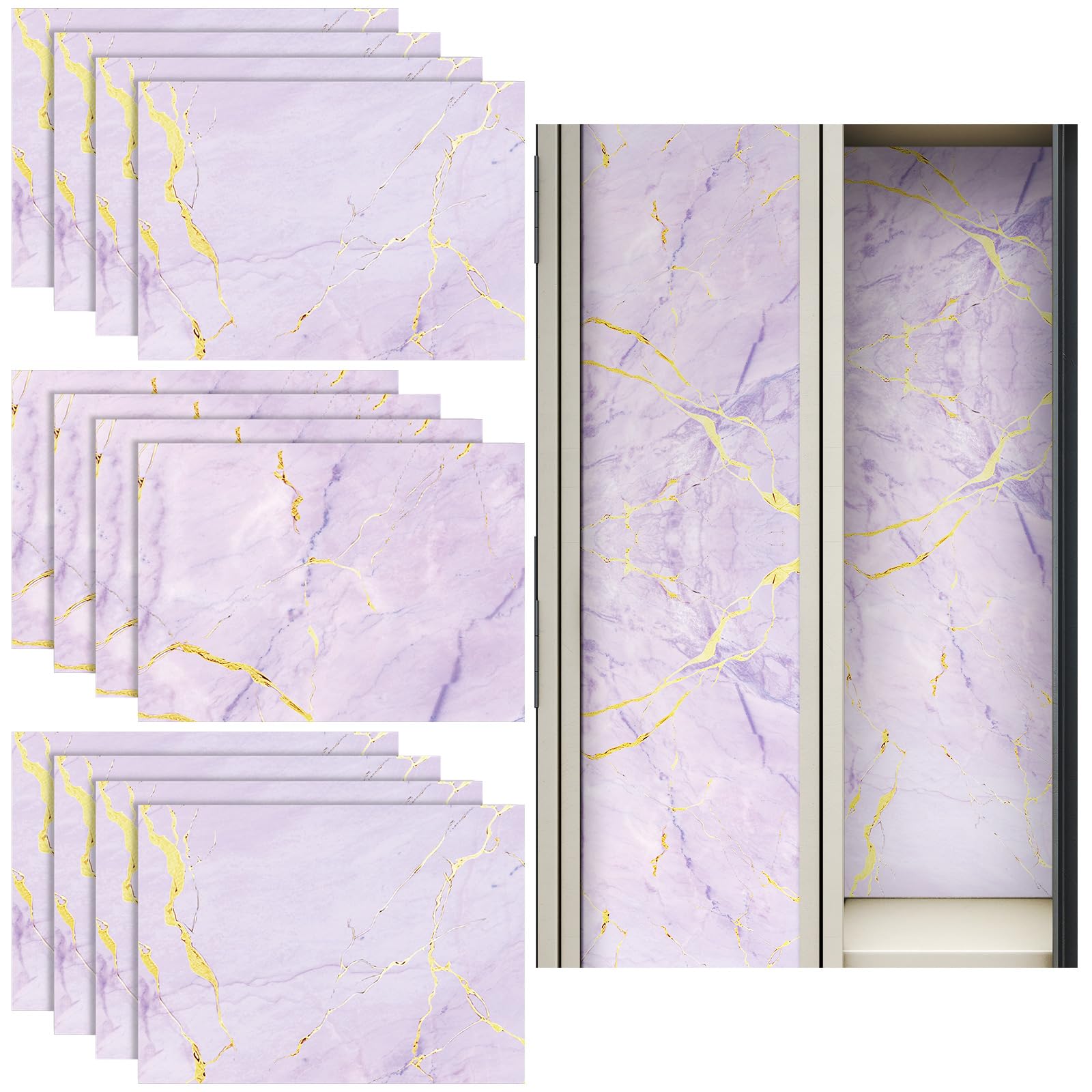 Papier peint magnétique marbre violet doré pour décorer son casier