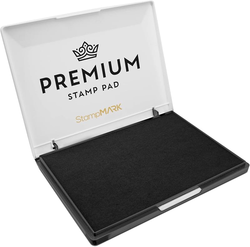 Premium Stamp Pad Extra Large Size 6" x 8" - for Traditional Rubber Stamps - Felt Pad Black Color