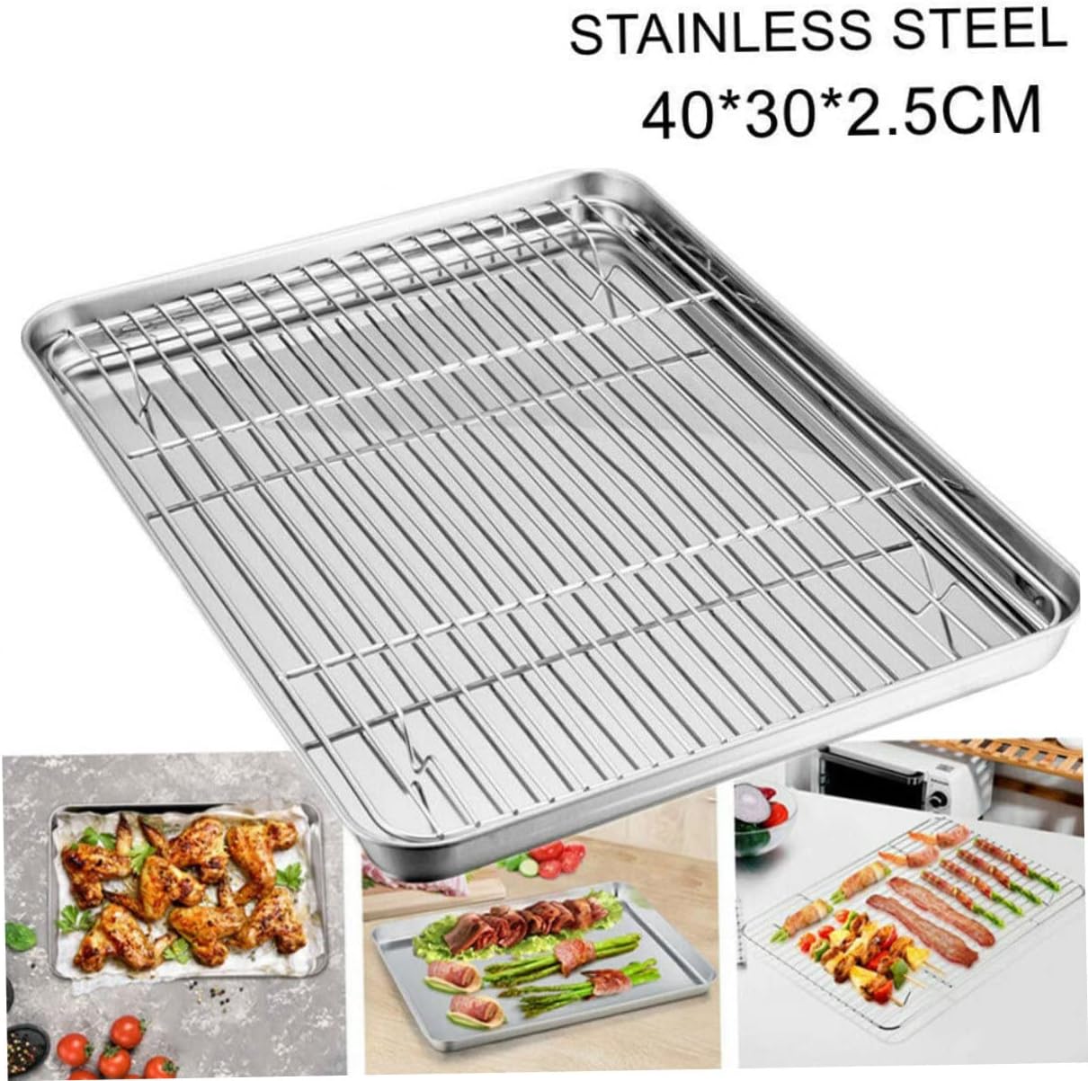 Lightweight Non-Stick Drain Pan Fry Pan Set for Barbecue Grill for Outdoor Cooking