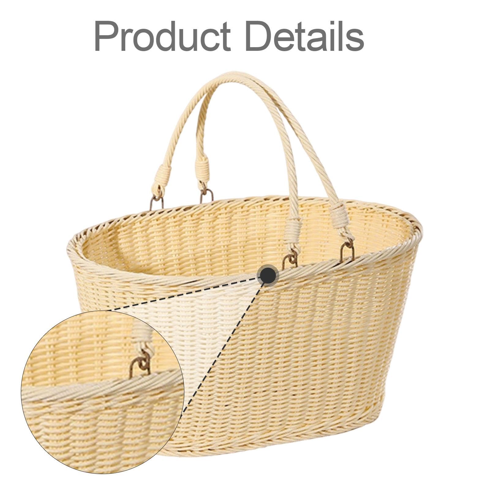 Organizador de Cesta de Picnic de PP para Exteriores con Asa, Decoración Fácil de Limpiar, Marco de Alambre de Hierro, Versátil para, 35 Cm X 27 Cm X 17