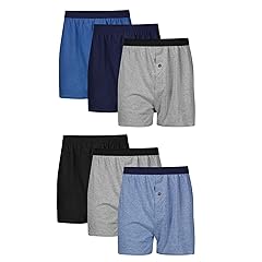 Underwear Pack, 6-Pack, Cool & Breathable Cotton Knit Jersey Boxers for Men, Moisture Wicking