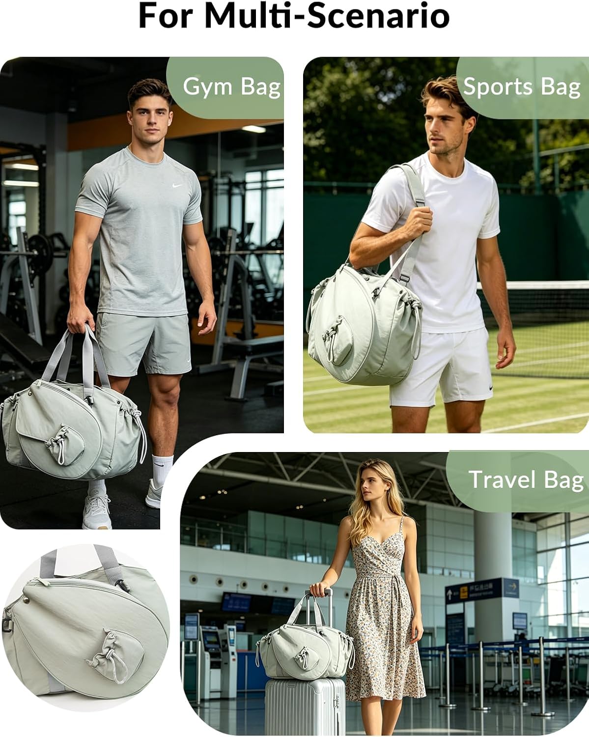 Tennis Bag,Tennis Racket Tote Bag with Crossbody Racquet Cover,Sports Bag | Large Capacity Tennis Bag for Men and Women,Waterproof Sports Gym Bag Lightweight Travel Duffel Bag