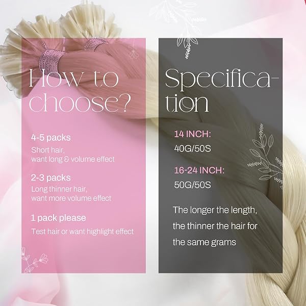 Moresoo Extension Cheveux Naturel Keratine Blond Clair Invisible Remy Extension Kératine a Chaud Cheveux Naturel Blond Platine 50 Mèches 35 cm 40g #60 - 3