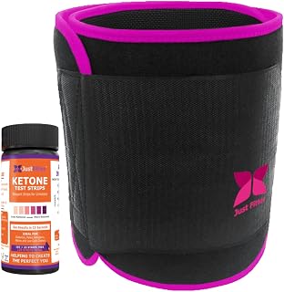 Large Pink Waist Trimmer (51 inches x 10 inches) Bundle Pack with Ketone Keto Test Strips