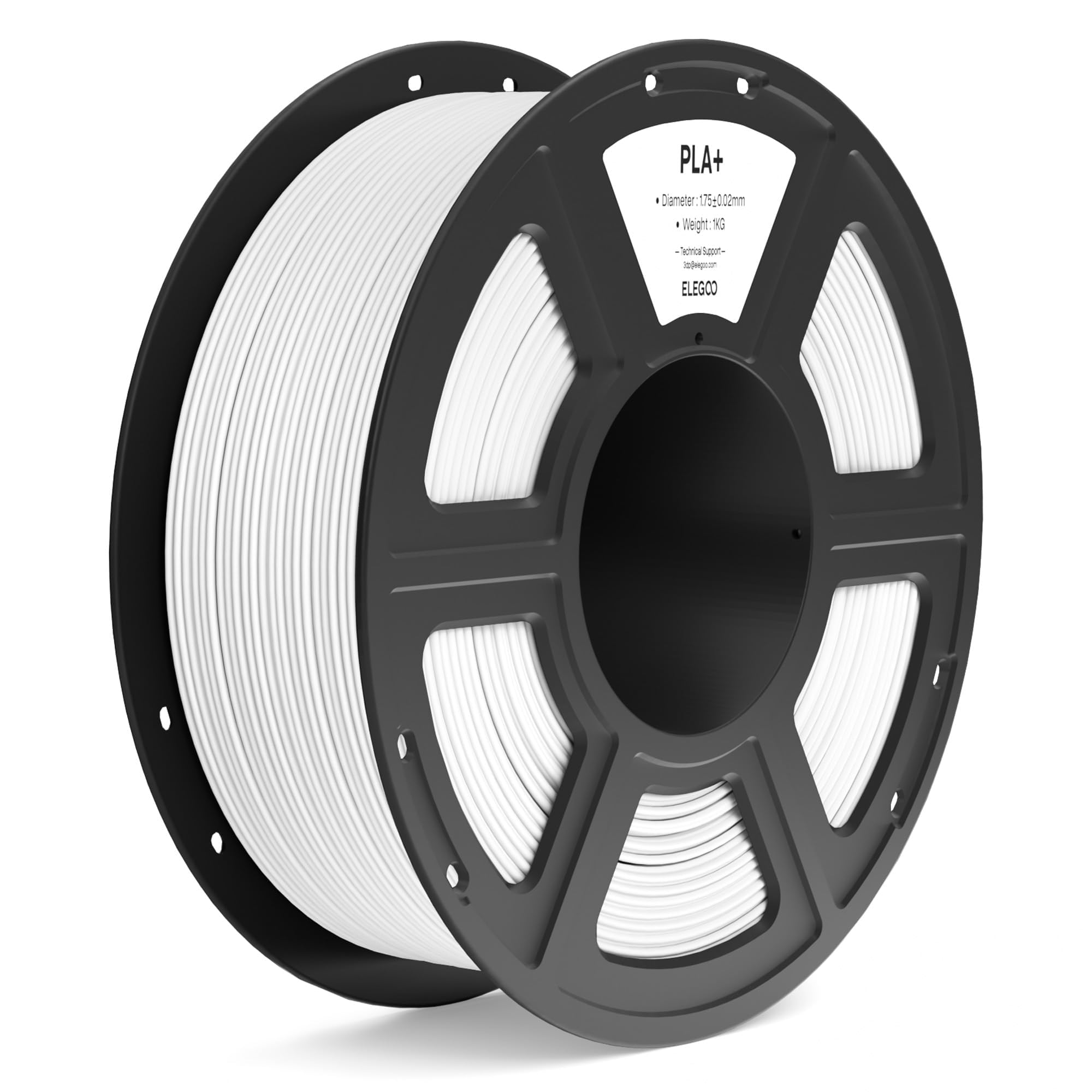 ELEGOOPLA+ Filament 1.75mm White 1KG, High Toughness PLA Plus 3D Printer Filament Dimensional Accuracy +/- 0.02mm, 1kg Spool(2.2lbs) for Most FDM 3D Printers