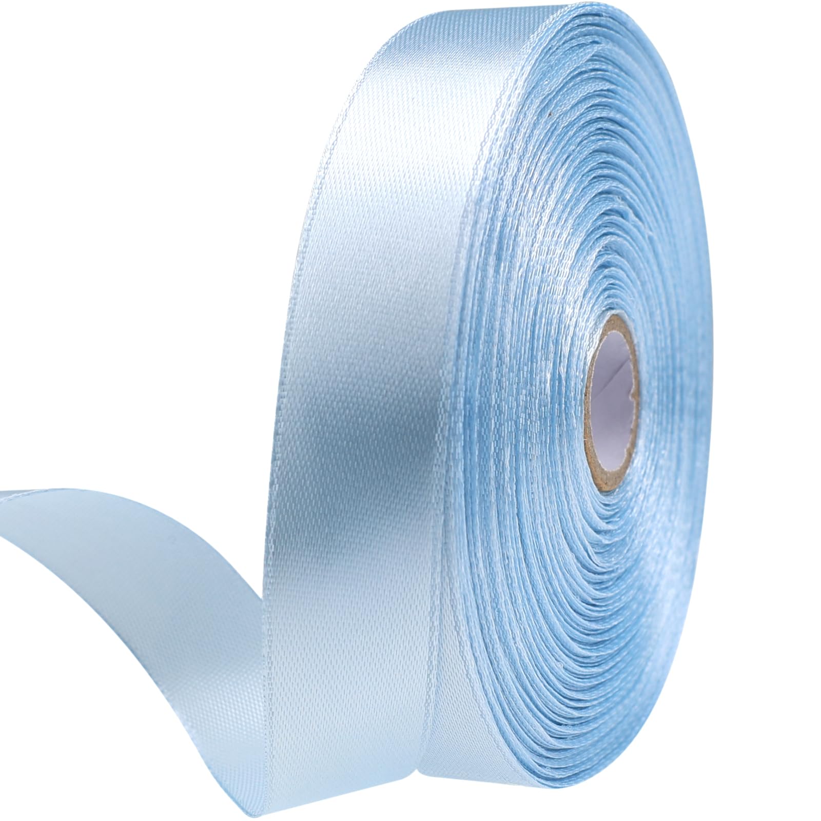 Photo 1 of Sjrirg Baby Blue 3/4 Inch Satin Ribbon 50 Yards Single Face Polyester for Gift Wrapping Wedding Decorations Christmas Crafts Hair Bows