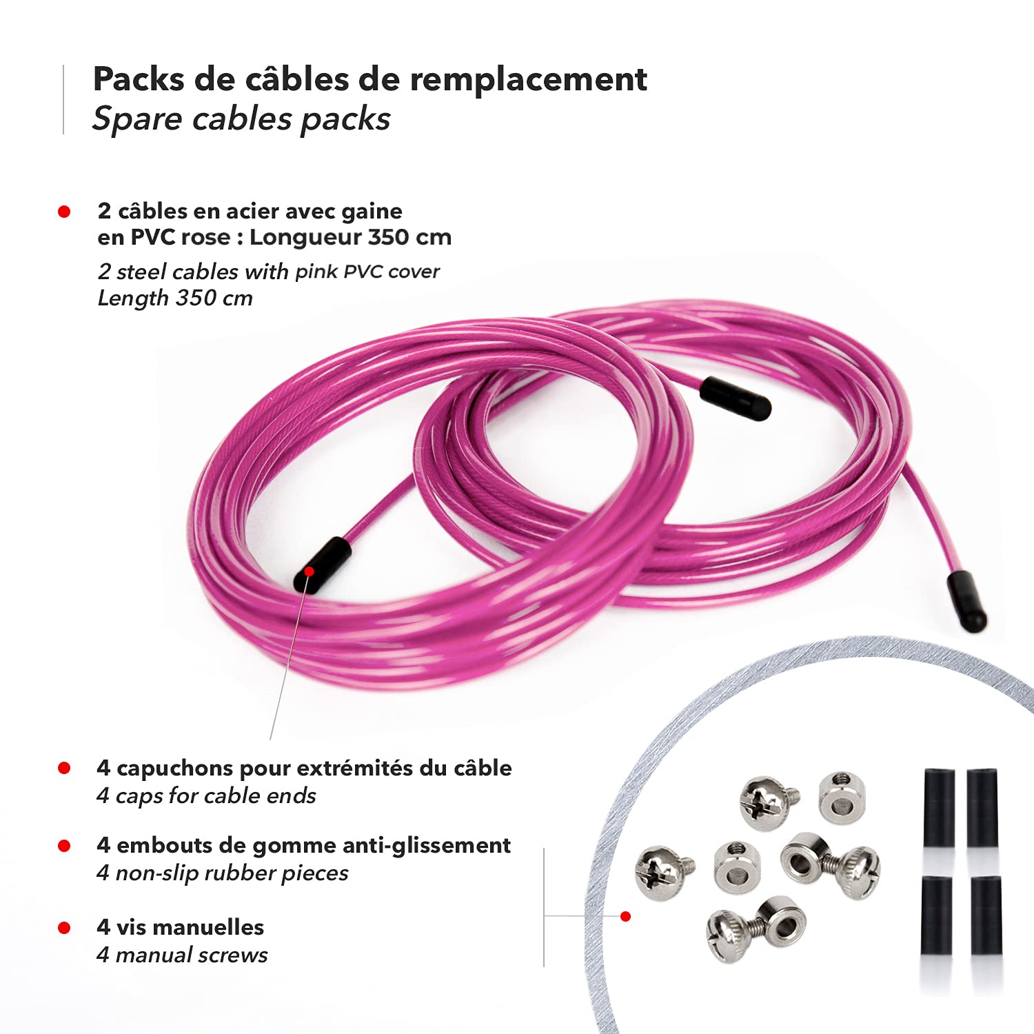 BRANK SPORTS® Pack of 2 Replacement Steel Ropes for all Jump Ropes | Length 12' | 2 Diameters and 7 Colors to Choose From | Replacement Bindings Included | Ideal for Advanced to Double Under