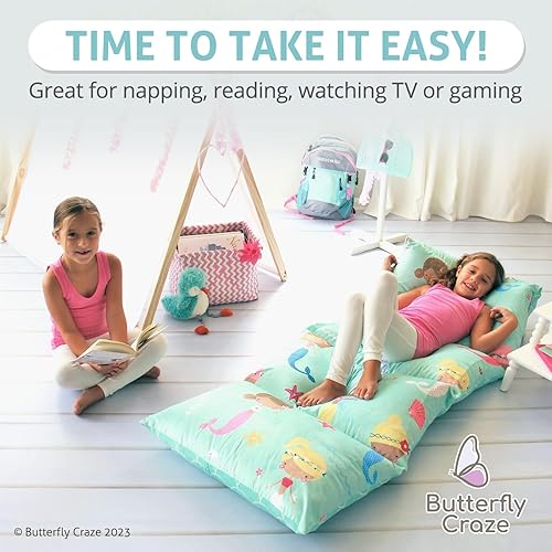 Miniatura 6 de Butterfly Craze - Funda de almohada para el suelo, funda de colchoneta, acogedora solución de asiento, cojín reclinable, perfecto para leer, ver tv,