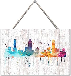 Canada Montreal Colorful Skyline Wooden Sign Plaque Home Decor Montreal Landscape Wood Plaque Wooden Decor Signs for Home Office School Front Door Decor Birthday Gift 12"x16"