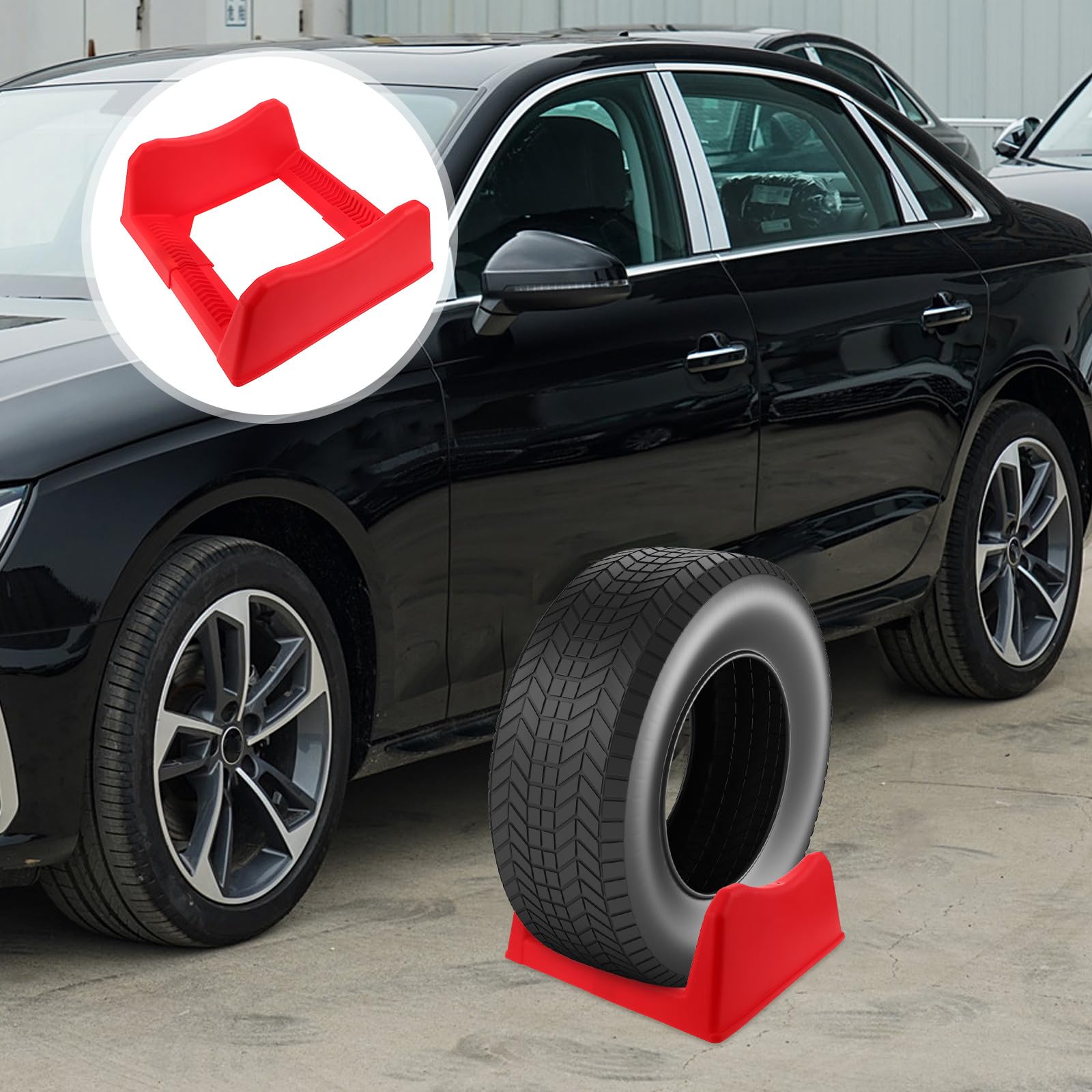 Supporto Porta Pneumatici da Garage in Plastica Rossa, Facile da Installare e Portatile, per Uso Domestico e Commerciale Design Elegante e Semplice